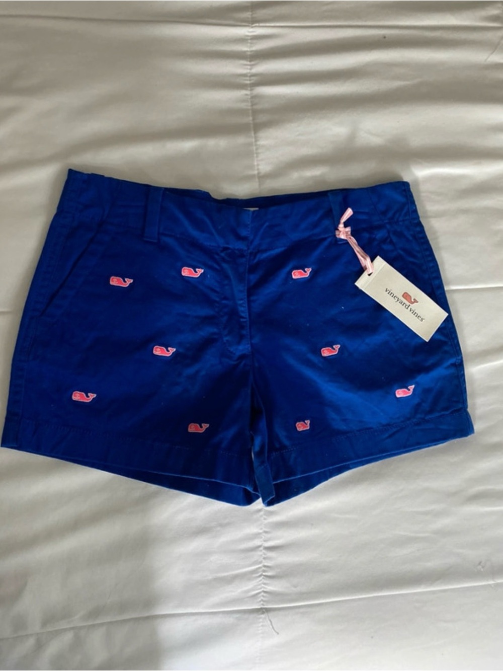 Vineyard Vines Girl’s Royal Blue Embroidered Whale Shorts